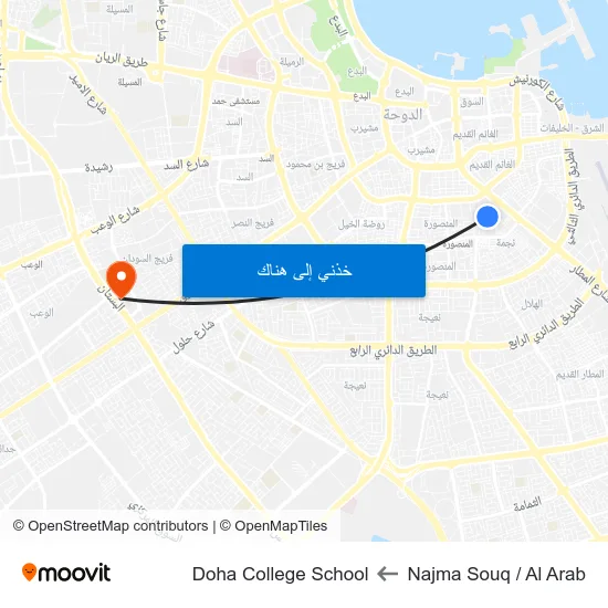 Najma Souq / Al Arab to Doha College School map