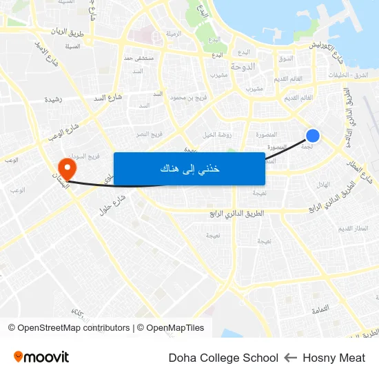 Hosny Meat to Doha College School map