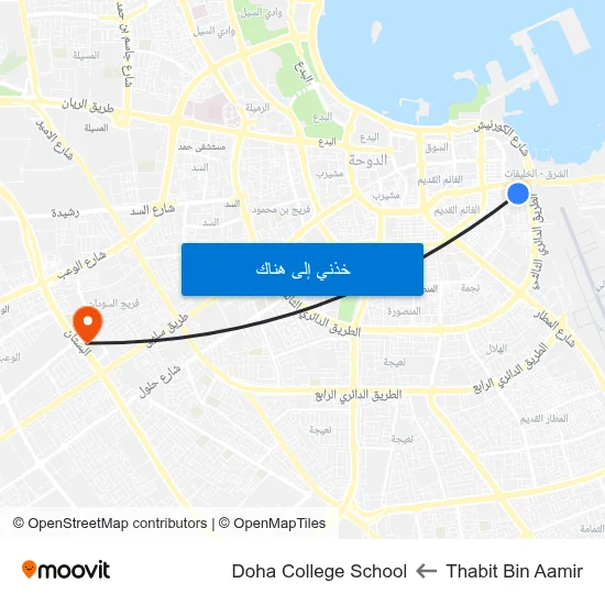 Thabit Bin Aamir to Doha College School map