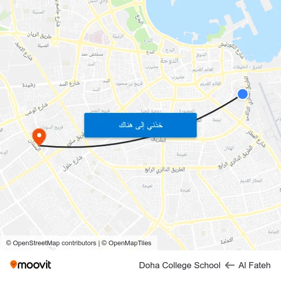 Al Fateh to Doha College School map