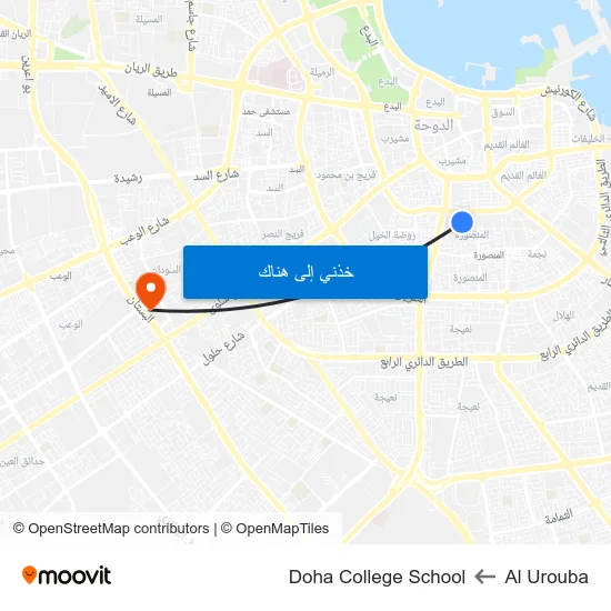 Al Urouba to Doha College School map