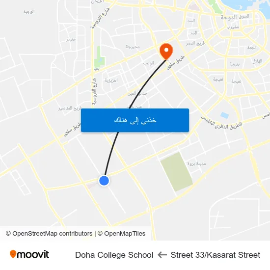 Street 33/Kasarat Street to Doha College School map