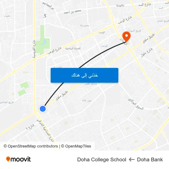 Doha Bank to Doha College School map