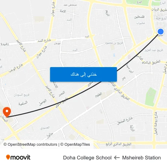 Msheireb Station to Doha College School map