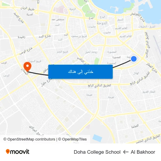 Al Bakhoor to Doha College School map