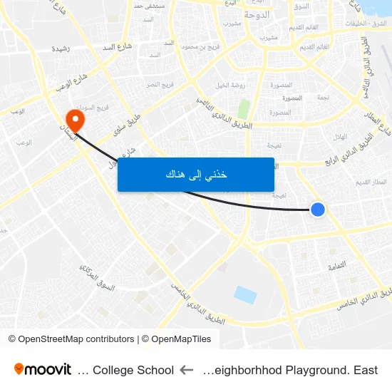 Nuaija Neighborhhod Playground. East to Doha College School map