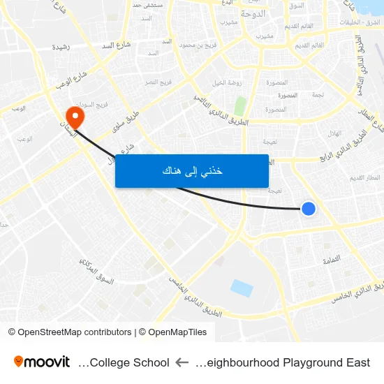 Nuaija Neighbourhood Playground East to Doha College School map