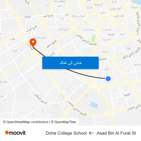 Asad Bin Al Furat St. to Doha College School map