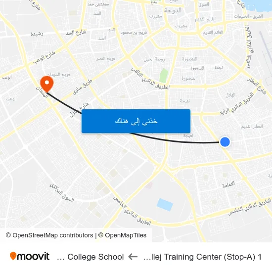 Al Khallej Training Center (Stop-A) 1 to Doha College School map