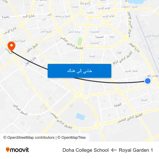 Royal Garden 1 to Doha College School map