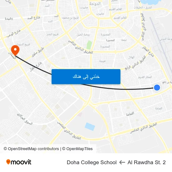 Al Rawdha St. 2 to Doha College School map