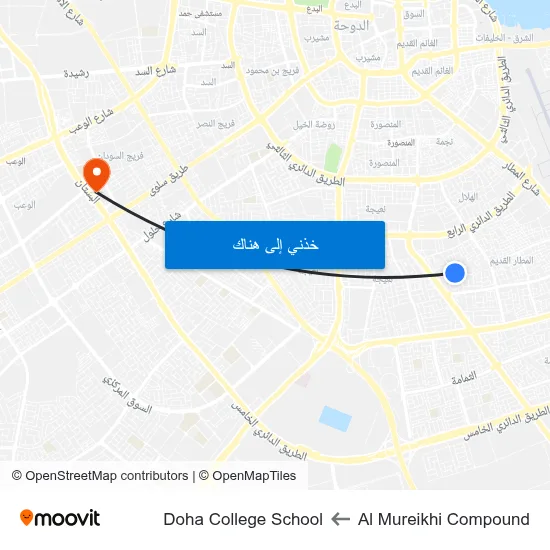 Al Mureikhi Compound to Doha College School map