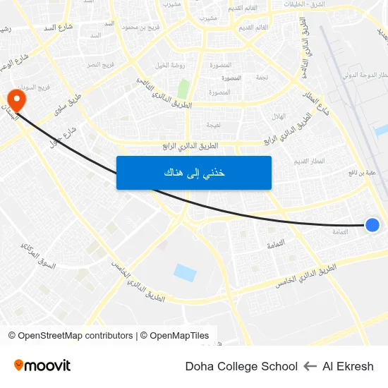 Al Ekresh to Doha College School map