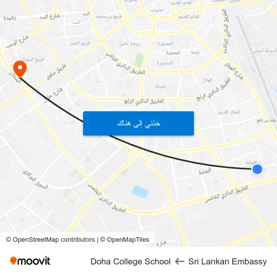 Sri Lankan Embassy to Doha College School map