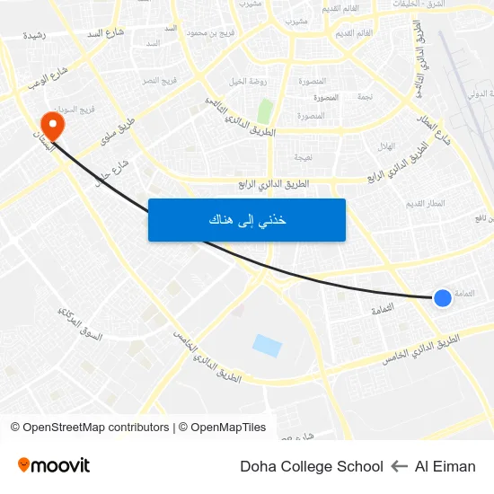 Al Eiman to Doha College School map