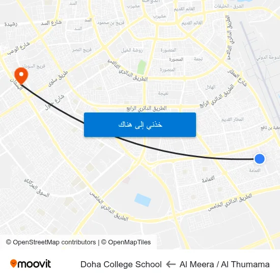 Al Meera / Al Thumama to Doha College School map
