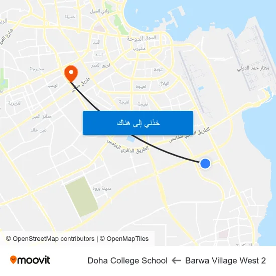 Barwa Village West 2 to Doha College School map