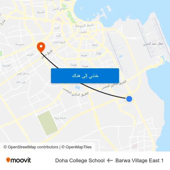 Barwa Village East 1 to Doha College School map