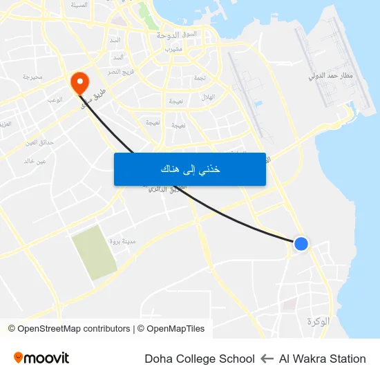 Al Wakra Station to Doha College School map
