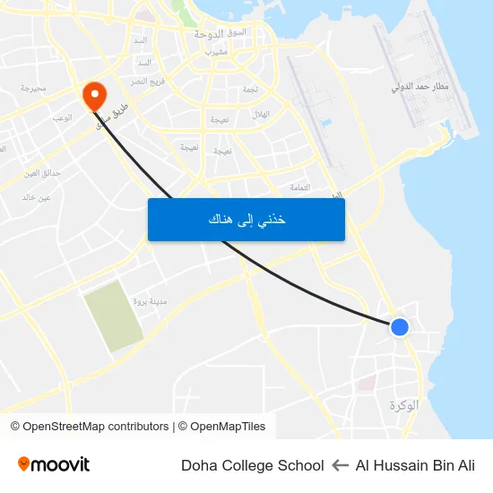 Al Hussain Bin Ali to Doha College School map