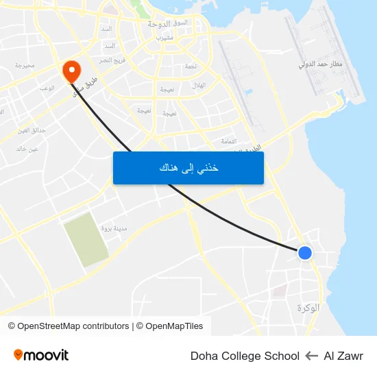 Al Zawr to Doha College School map