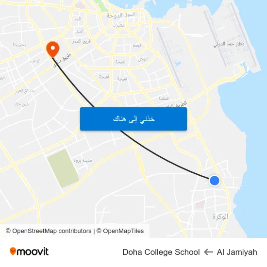 Al Jamiyah to Doha College School map