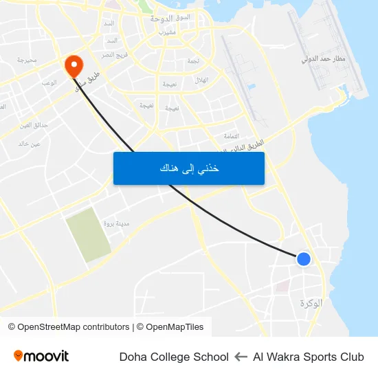 Al Wakra Sports Club to Doha College School map