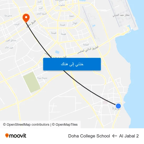 Al Jabal 2 to Doha College School map