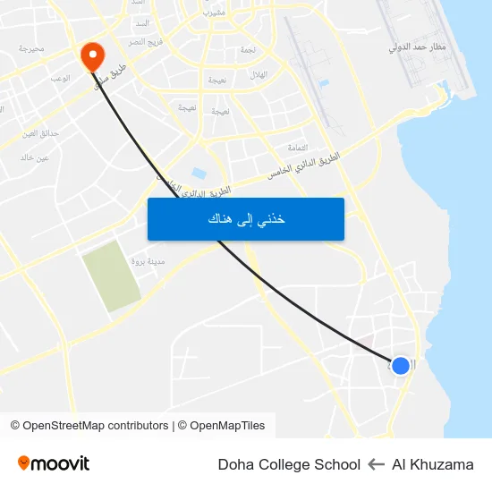 Al Khuzama to Doha College School map
