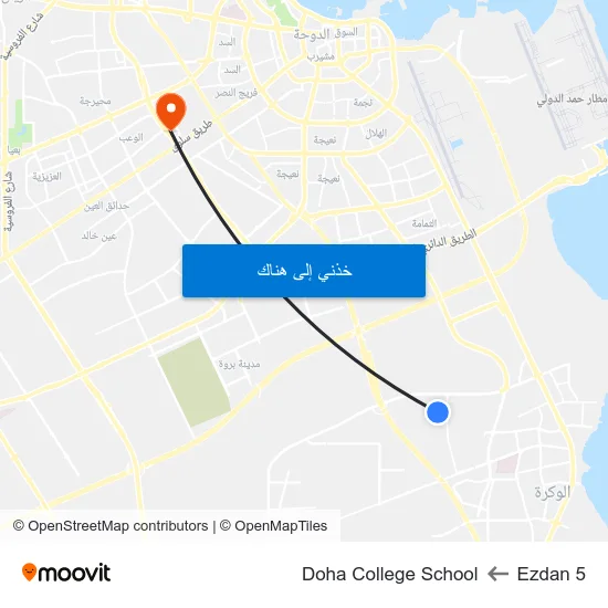 Ezdan 5 to Doha College School map