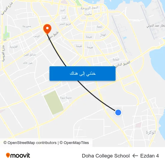 Ezdan 4 to Doha College School map