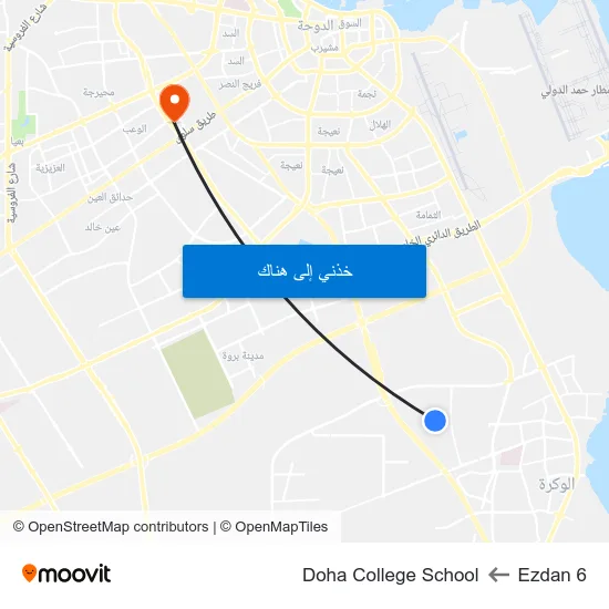 Ezdan 6 to Doha College School map