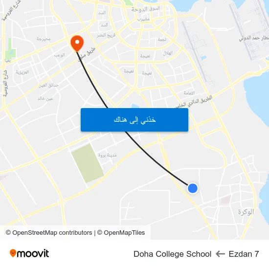 Ezdan 7 to Doha College School map