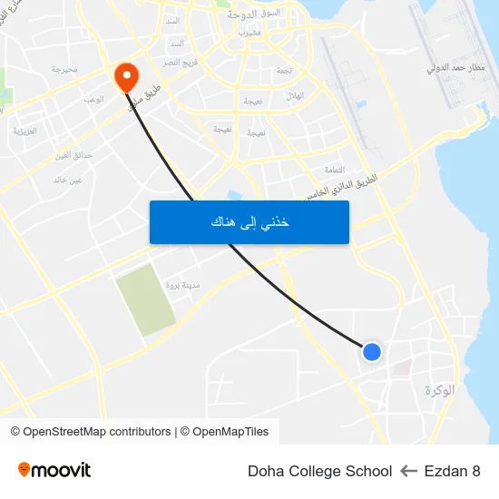 Ezdan 8 to Doha College School map