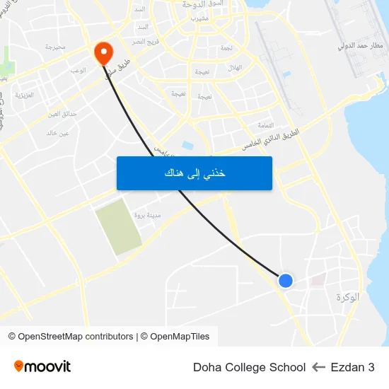 Ezdan 3 to Doha College School map