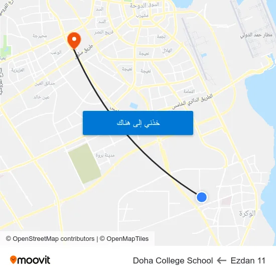 Ezdan 11 to Doha College School map