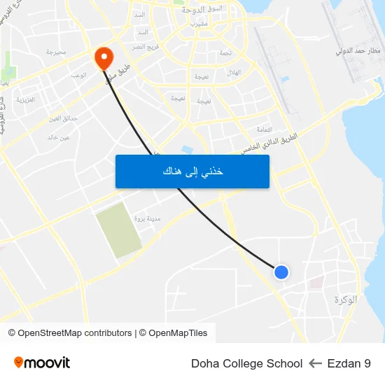 Ezdan 9 to Doha College School map