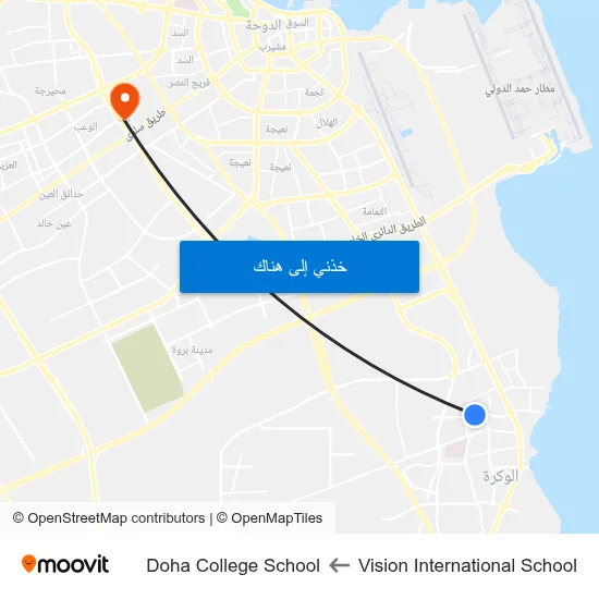 Vision International School to Doha College School map