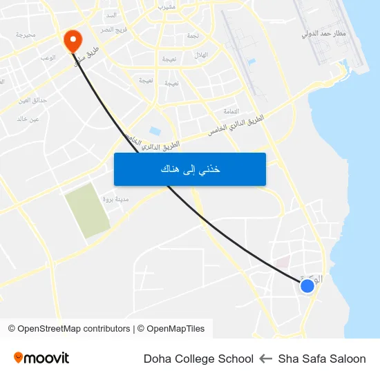 Sha Safa Saloon to Doha College School map