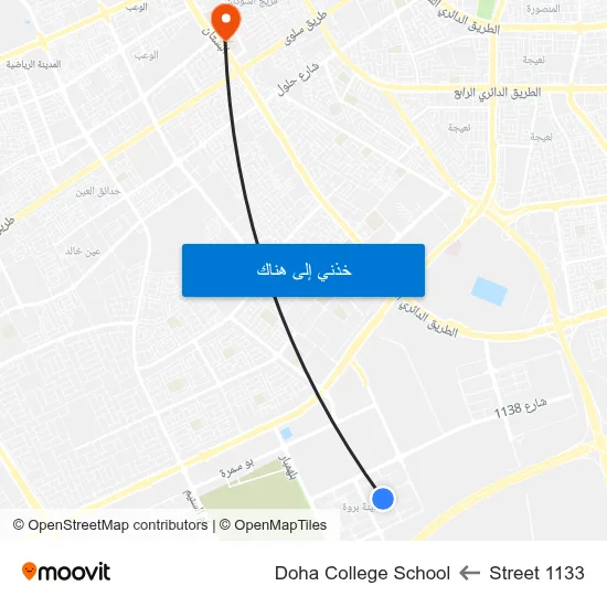 Street 1133 to Doha College School map