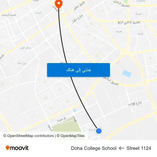 Street 1124 to Doha College School map