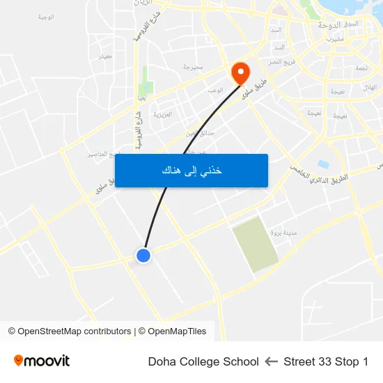 Street 33 Stop 1 to Doha College School map