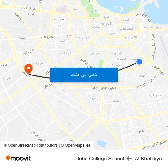 Al Khalidiya to Doha College School map