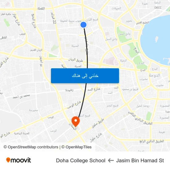 Jasim Bin Hamad St to Doha College School map