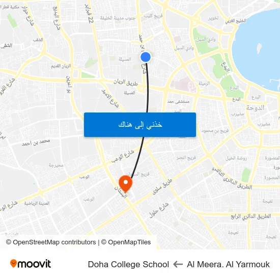 Al Meera. Al Yarmouk to Doha College School map