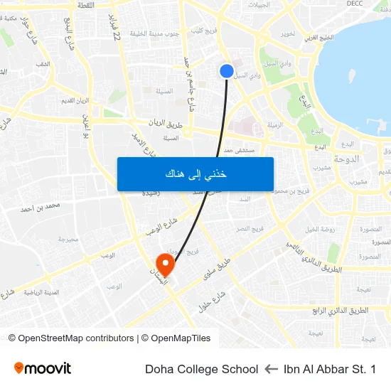 Ibn Al Abbar St. 1 to Doha College School map