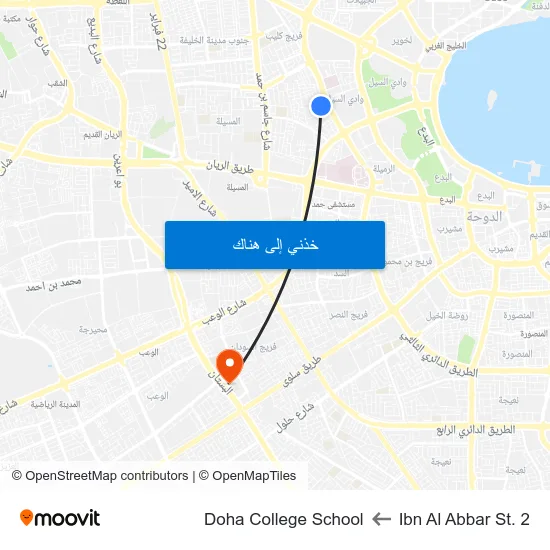 Ibn Al Abbar St. 2 to Doha College School map