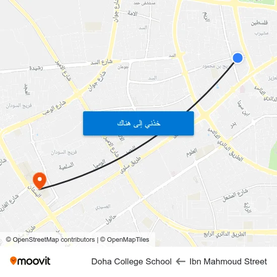 Ibn Mahmoud Street to Doha College School map
