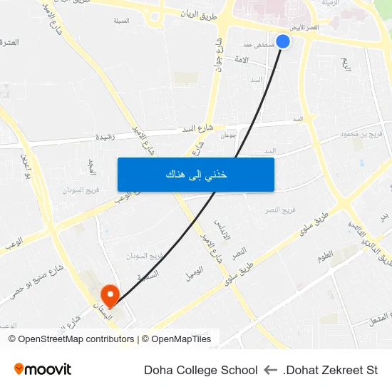 Dohat Zekreet St. to Doha College School map
