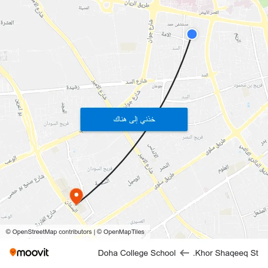 Khor Shaqeeq St. to Doha College School map